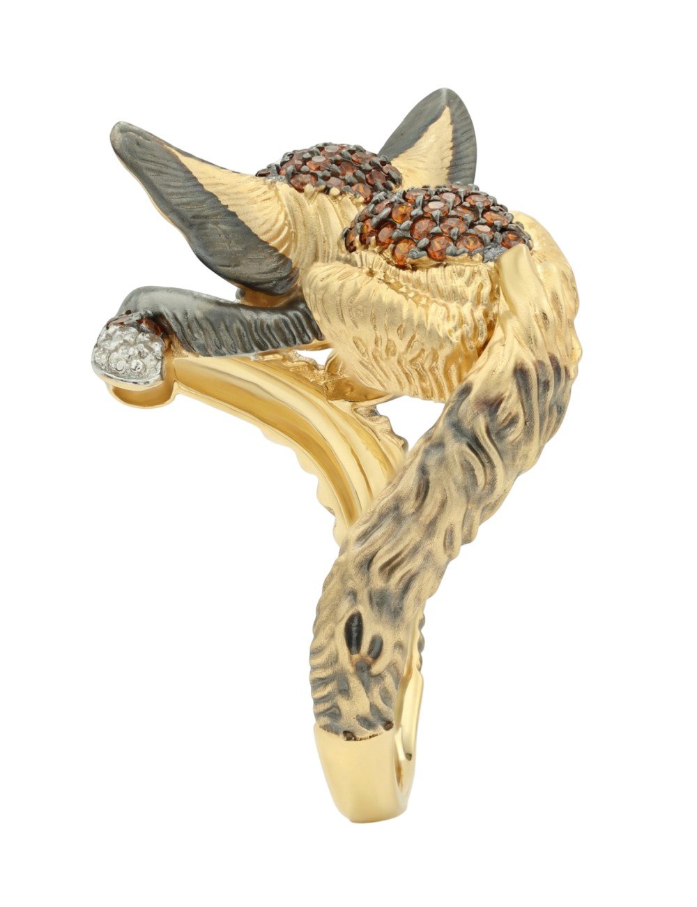 Кольцо из лимонного золота c эмалью и фианитом