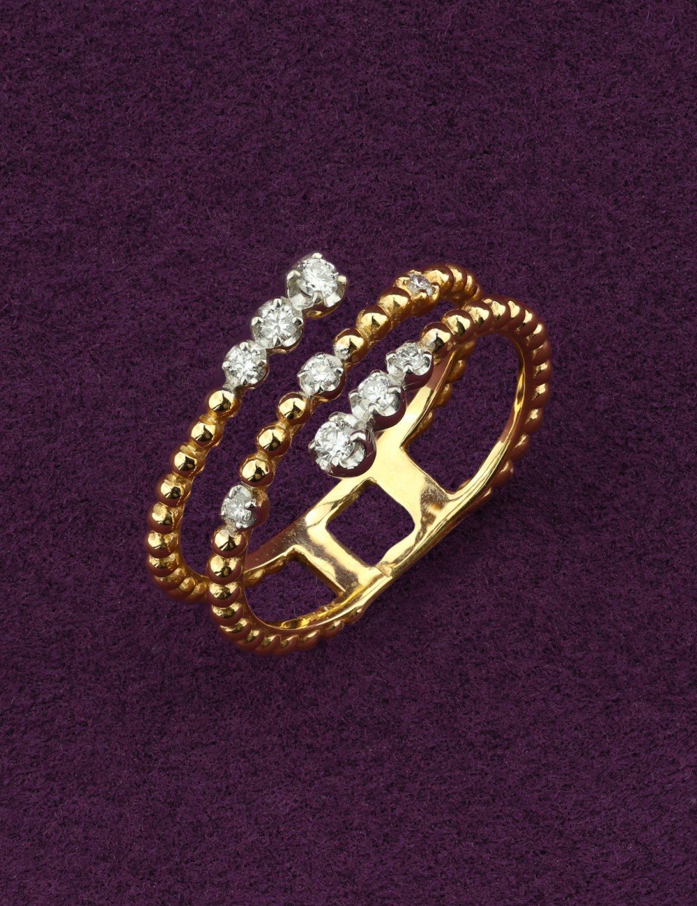 Кольцо из лимонного золота c бриллиантами