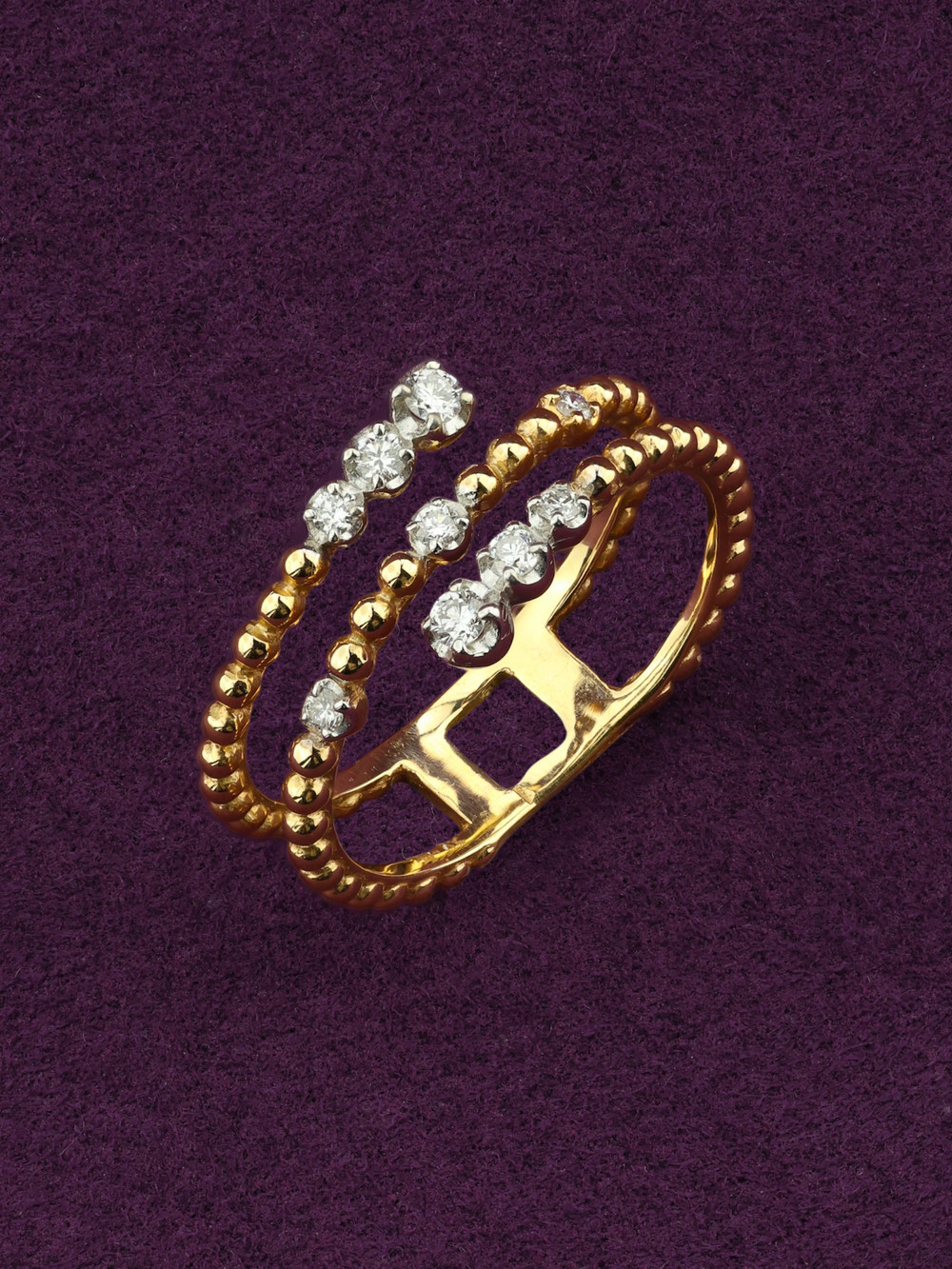 Кольцо из лимонного золота 585 пробы c бриллиантами