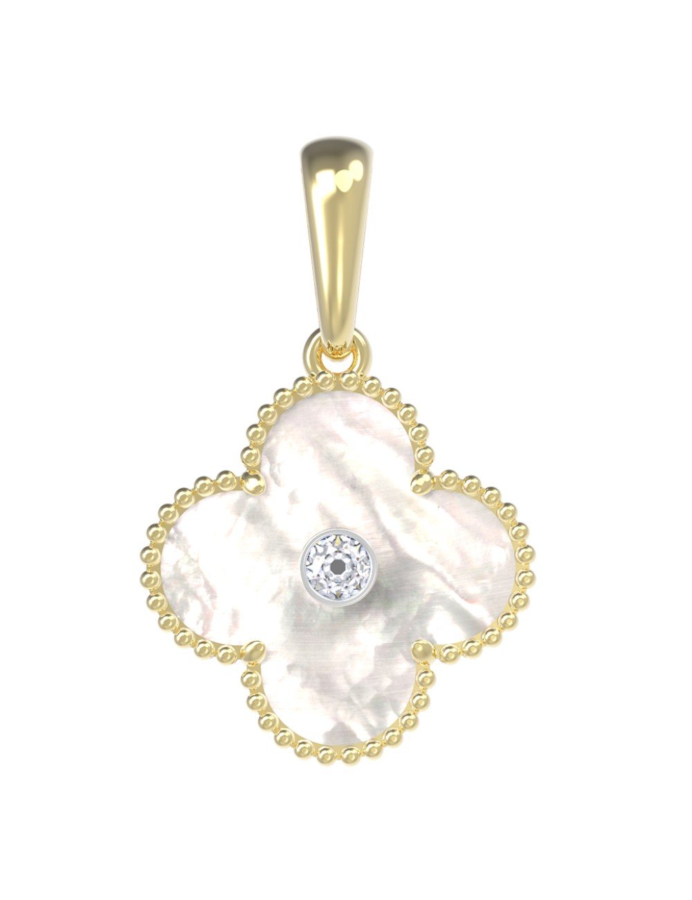 Подвеска из лимонного золота c бриллиантами и перламутром