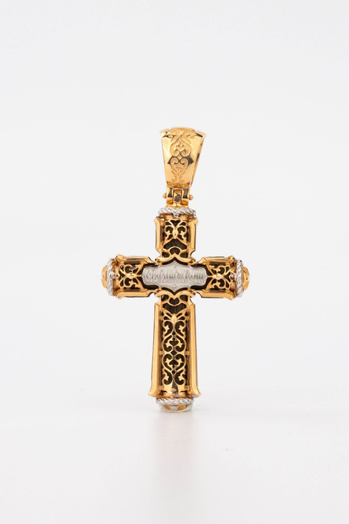 Крест из красного золота 585 пробы c эбеновым деревом