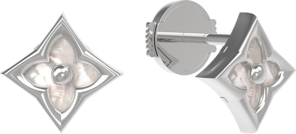 Серьги из белого золота 585 пробы c перламутром