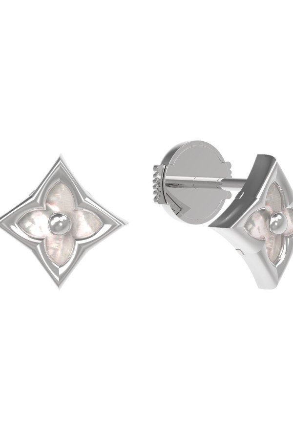 Серьги из белого золота c перламутром