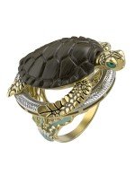 Кольцо из лимонного золота c эмалью и железным деревом