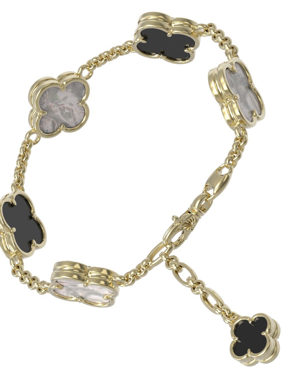 Браслет из лимонного золота c ониксом и перламутром