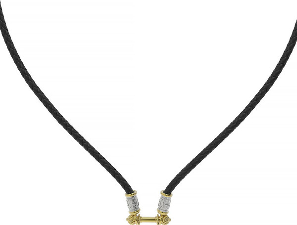 Цепь-шнурок кожа из лимонного золота 585 пробы c кожаным шнурком