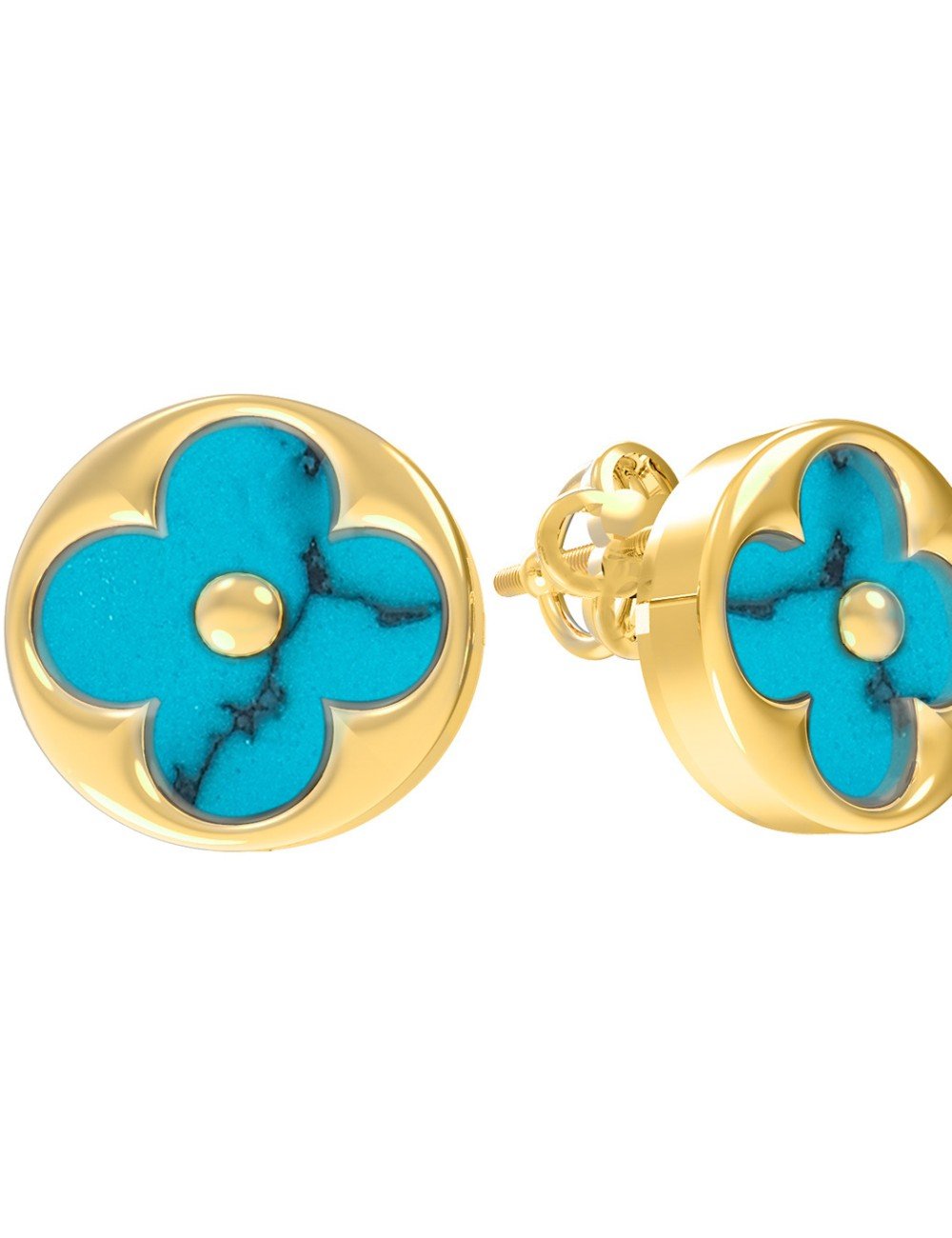 Серьги из лимонного золота c бирюзой