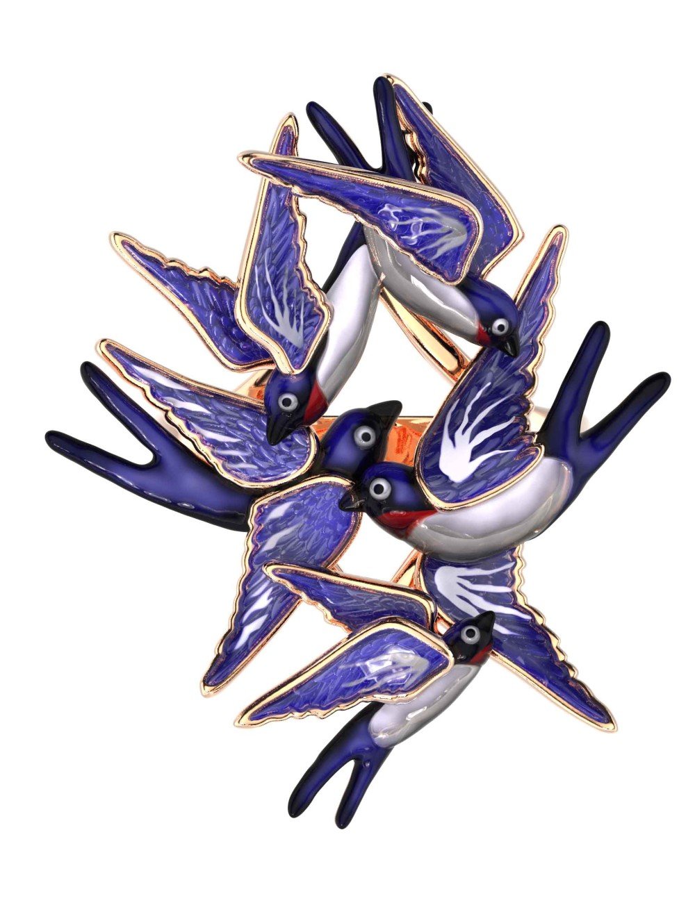 Кольцо из золота c эмалью