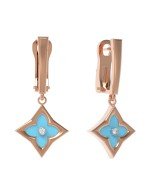 Серьги из золота c бриллиантами и бирюзой