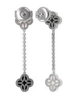 Серьги из белого золота c бриллиантами, ониксом и перламутром