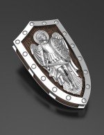 Образок из белого золота c эбеновым деревом