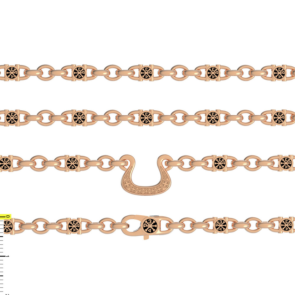 Цепь из красного золота 585 пробы c эмалью