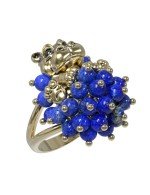 Кольцо из лимонного золота c эмалью и лазуритом