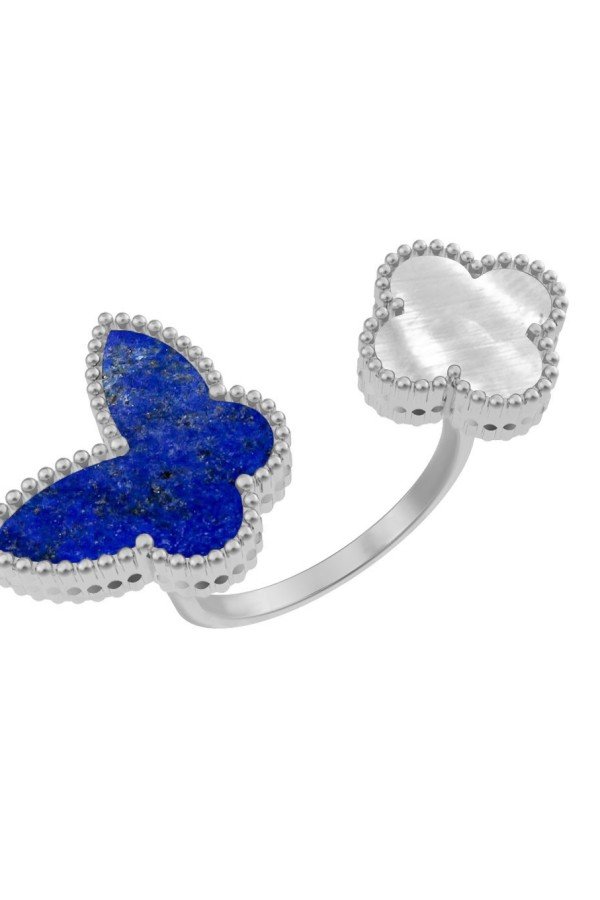 Кольцо из белого золота c лазуритом и перламутром