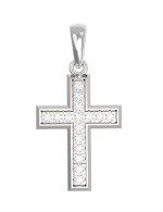 Крест из белого золота c бриллиантами