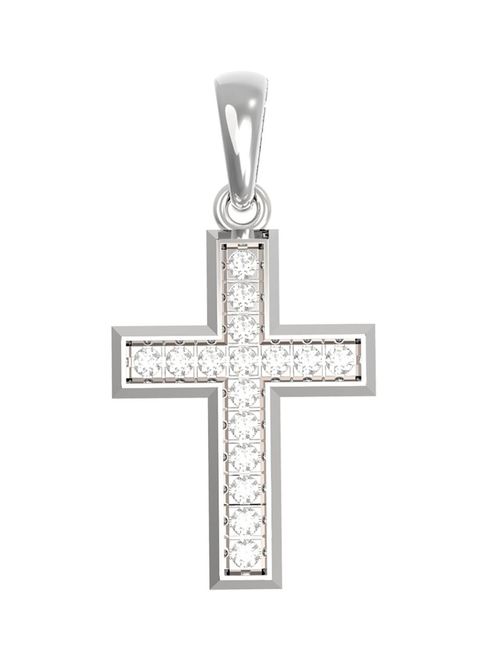 Крест из белого золота c бриллиантами
