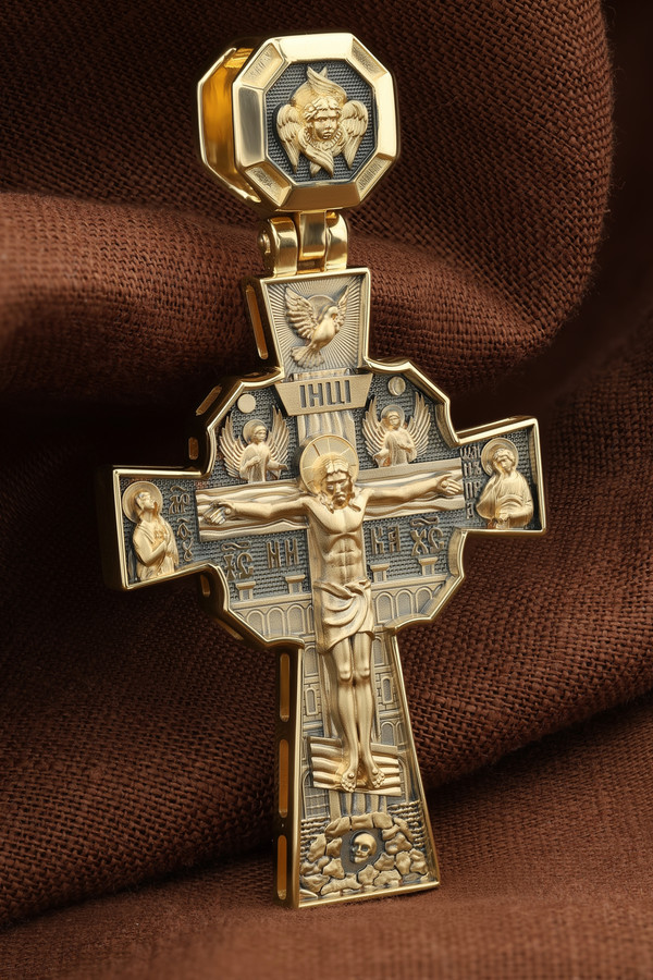 Крест из лимонного золота 585 пробы