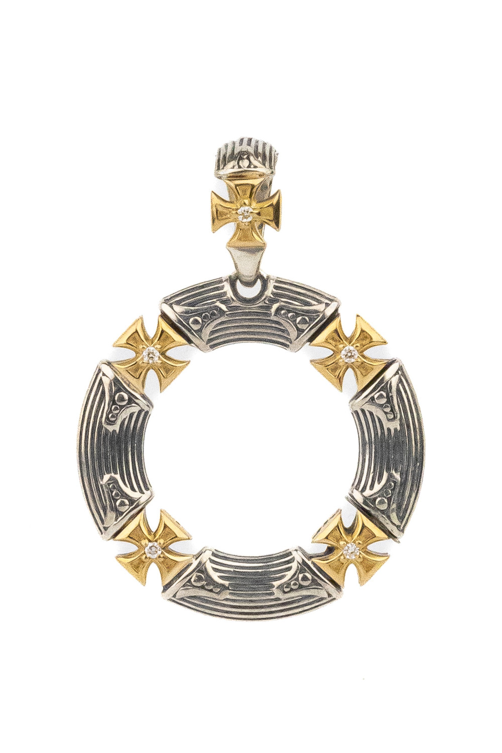 Подвеска из серебра 925 пробы и золота 750 пробы c бриллиантами и рубином