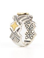 Кольцо из серебра и золота c ониксом и рубином