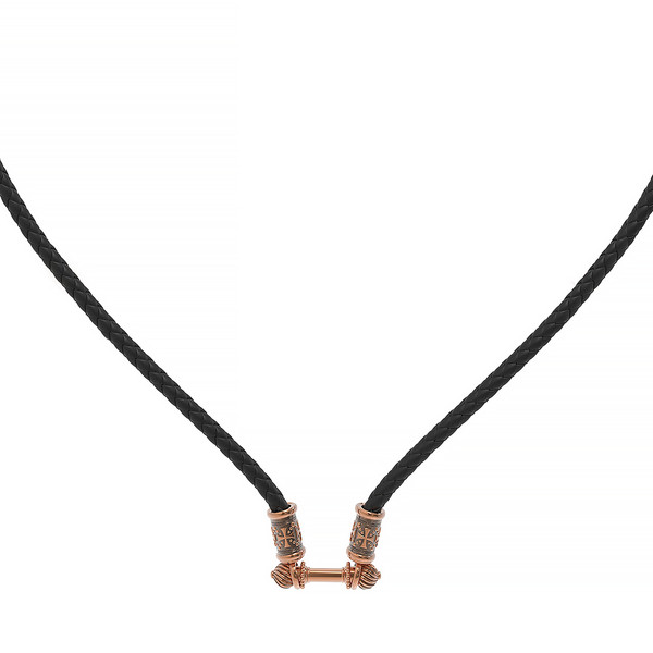 Цепь-шнурок кожа из красного золота 585 пробы c кожаным шнурком