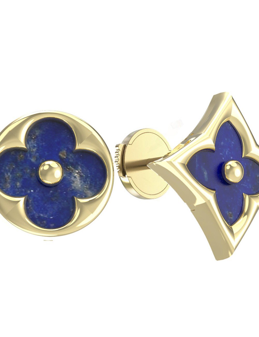 Серьги из лимонного золота c лазуритом