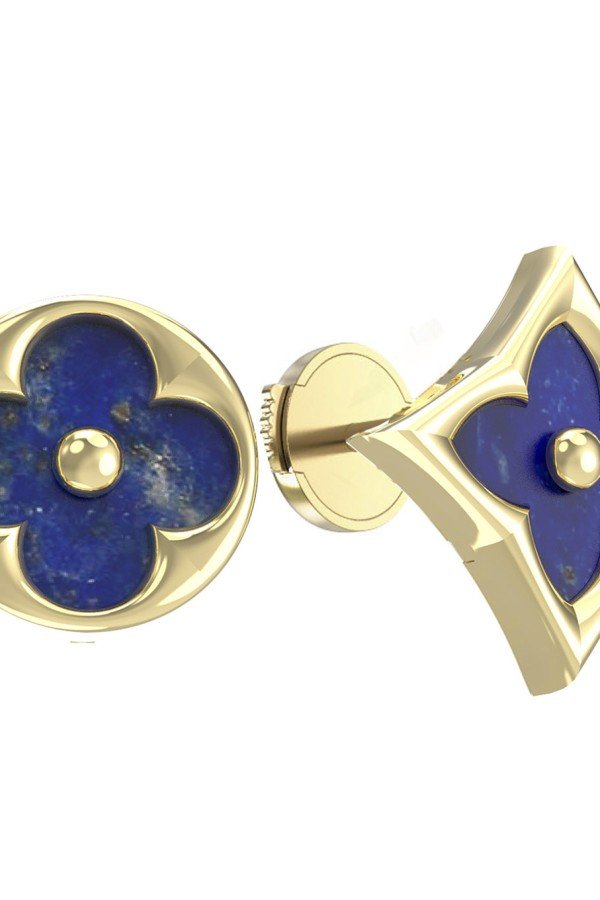 Серьги из лимонного золота c лазуритом