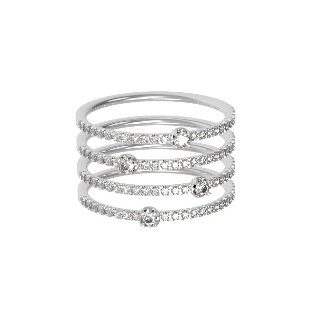 Кольцо из белого золота 585 пробы c бриллиантами