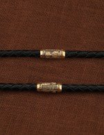 Гайтан из золота c кожаным шнурком