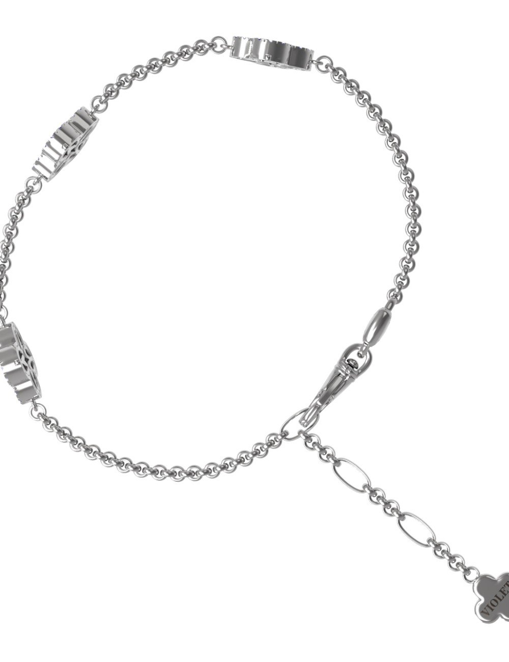 Браслет из белого золота c бриллиантами, ониксом и перламутром