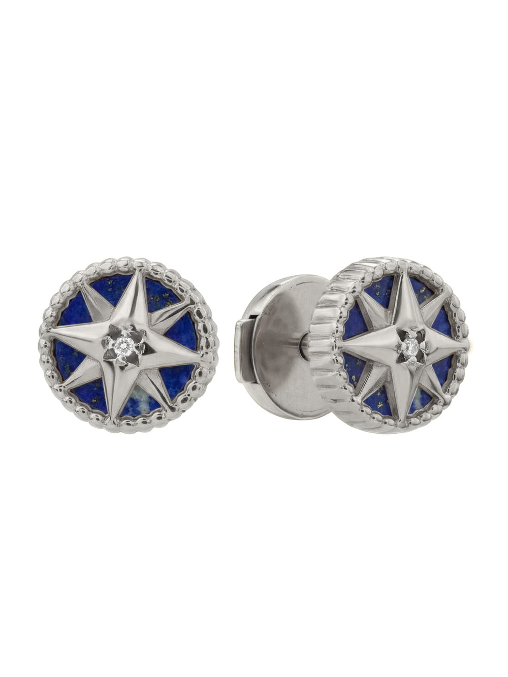 Серьги из белого золота 585 пробы c бриллиантами и лазуритом