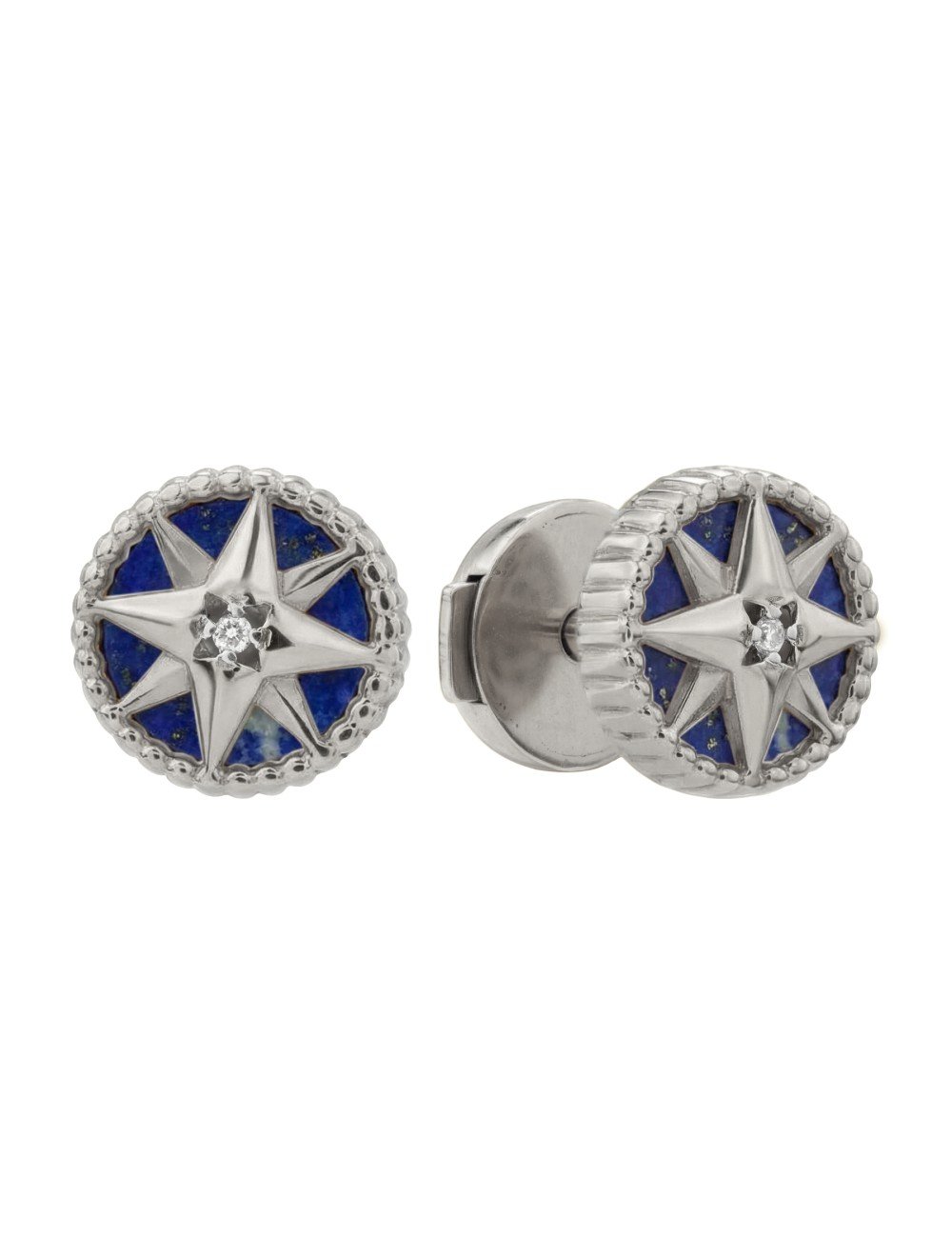 Серьги из белого золота c бриллиантами и лазуритом