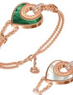 Браслет из золота c фианитом, малахитом и перламутром