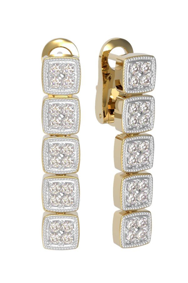 Серьги из лимонного золота c бриллиантами