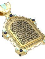 Образок из лимонного золота c эмалью, иконописью и темперой