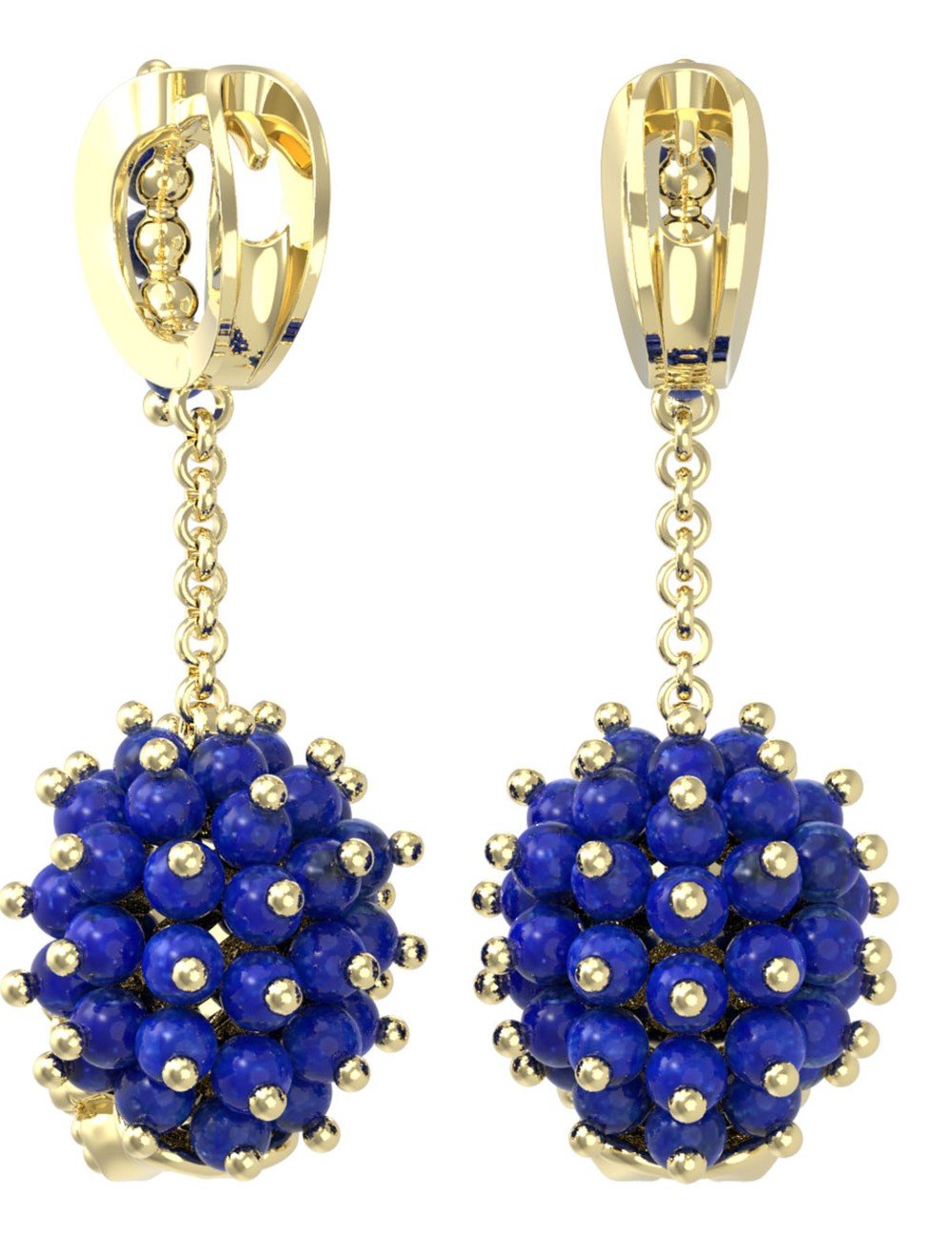 Серьги из лимонного золота c эмалью и лазуритом