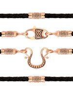 Гайтан из золота c кожаным шнурком