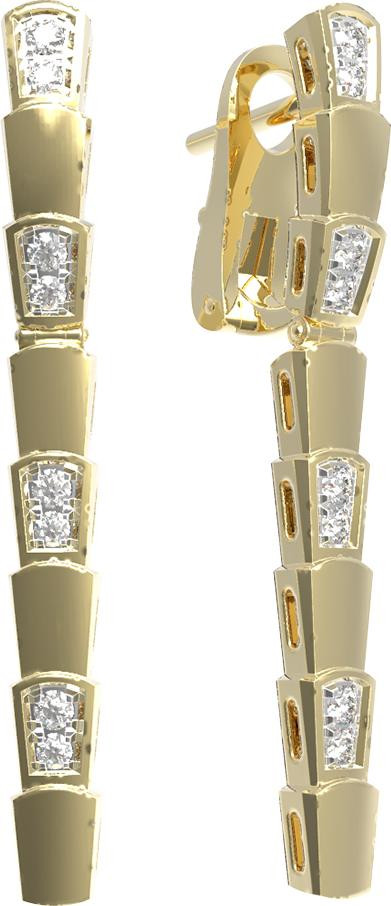 Серьги из лимонного золота 585 пробы c бриллиантами