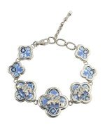 Браслет из белого золота c эмалью, жемчугом и перламутром