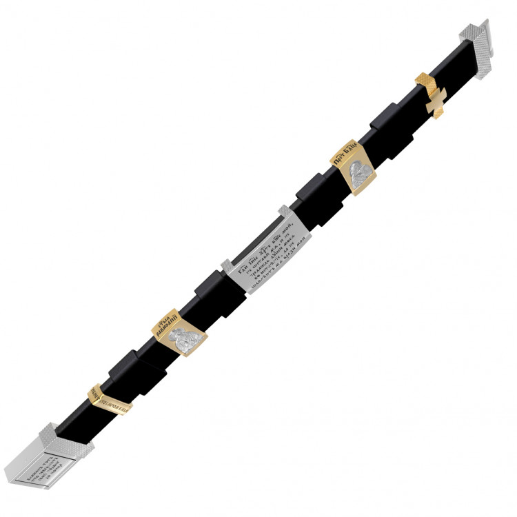 Браслет из белого золота 585 пробы c кожаным шнурком