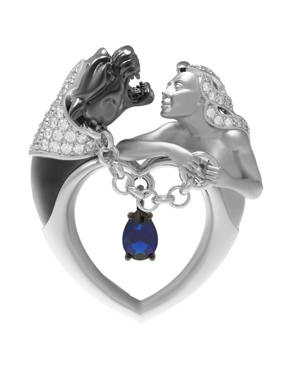 Подвеска из белого золота c фианитом и топазом London