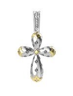 Крест из серебра и золота c фианитом