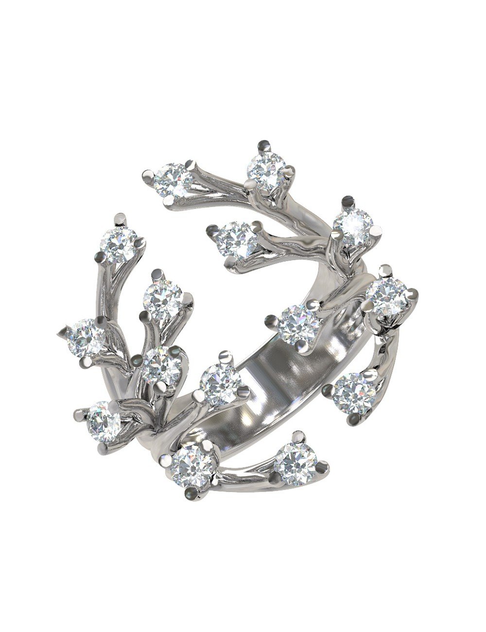 Кольцо из белого золота c бриллиантами