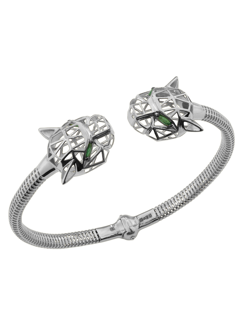 Браслет из белого золота 585 пробы c изумрудом