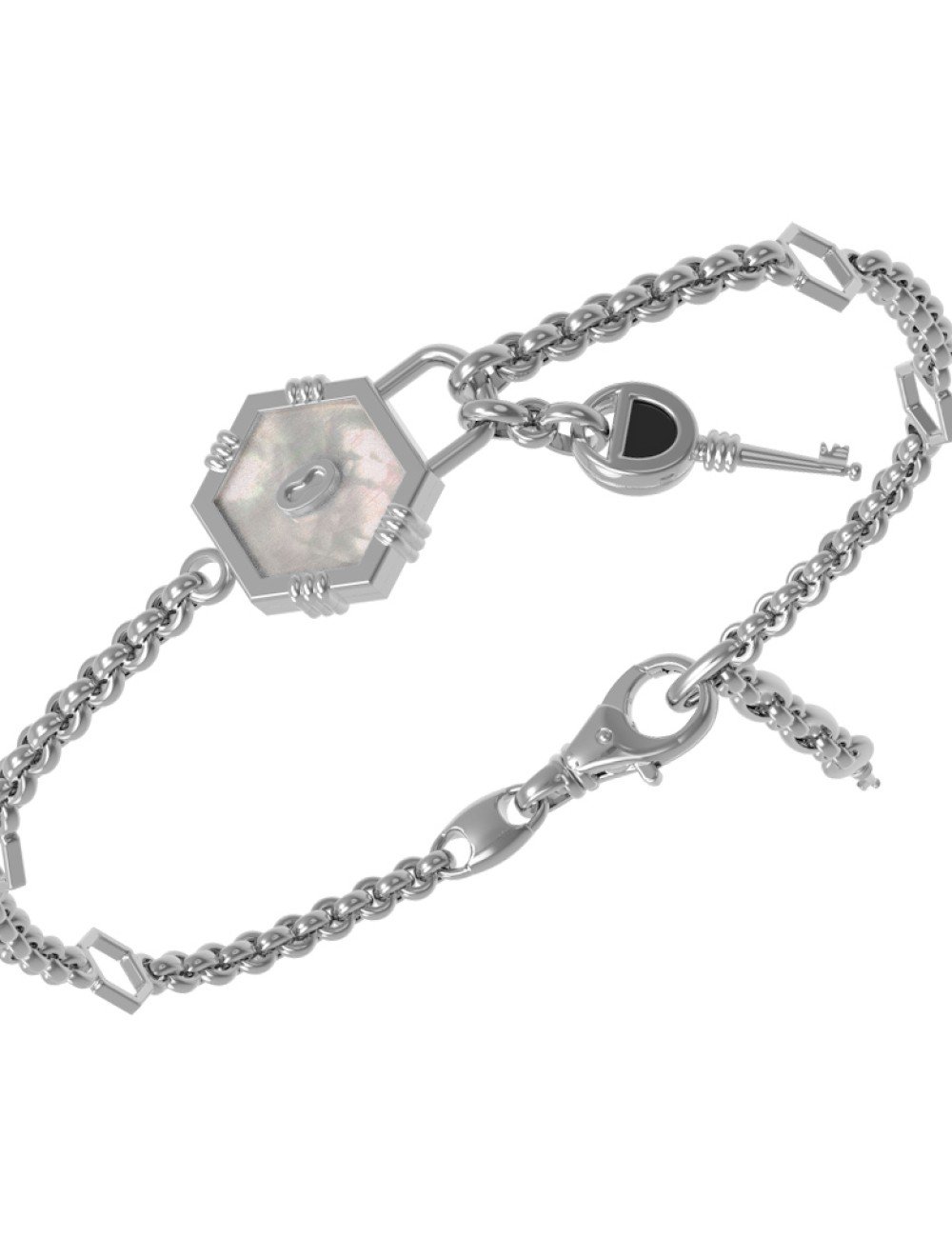 Браслет из белого золота c ониксом и перламутром