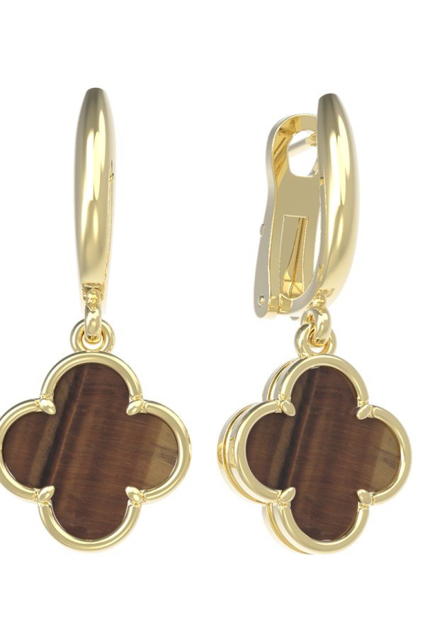 Серьги из лимонного золота c тигровым глазом