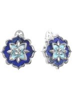 Серьги из белого золота c бирюзой и лазуритом