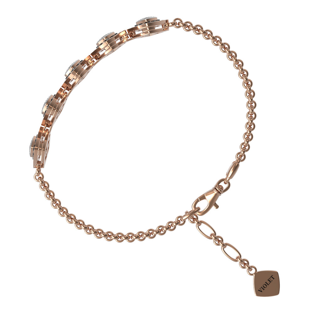 Браслет из красного золота 585 пробы c бриллиантами и изумрудом