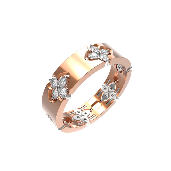 Кольцо из красного золота 585 пробы c бриллиантами