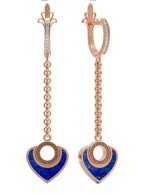 Серьги из золота c фианитом и лазуритом