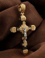 Крест из лимонного золота c эбеновым деревом